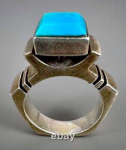 Vintage Navajo Native American Modernist Sterling Silver Turquoise Ring