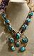 Vintage Navajo Sterling Argent Turquoise Squash Collier Blossom 199 Grams