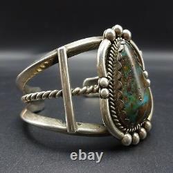 Vintage Navajo Sterling Silver & Royston Turquoise Cuff Bracelet 65.9g
