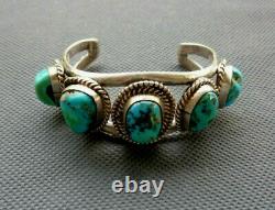 Vintage Old Pawn Native American Navajo Turquoise Sterling Cuff Bracelet 68 Gram
