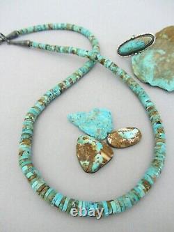 Vintage Pinto Boulder Royston Turquoise Heishi 23.75 Long Navajo Collier De Perles