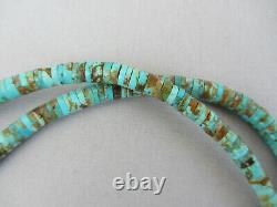 Vintage Pinto Boulder Royston Turquoise Heishi 23.75 Long Navajo Collier De Perles