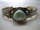Vintage Sterling 925 Signé Fc Native American Navajo Turquoise Cuff Bracelet