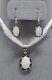 Vintage Ted Ott Native American Navajo Sterling Silver Pendentif Opal & Boucles D'oreilles S
