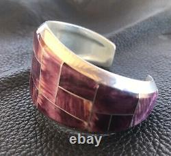 Violet Spiny Bracelet Inclay Sterling Native American Signed Cuff