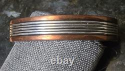 Vtg Johnathon Nez Navajo Amérindien Bracelet en cuivre et argent sterling