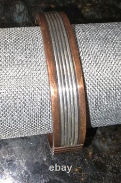 Vtg Johnathon Nez Navajo Amérindien Bracelet en cuivre et argent sterling