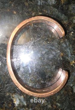Vtg Johnathon Nez Navajo Amérindien Bracelet en cuivre et argent sterling