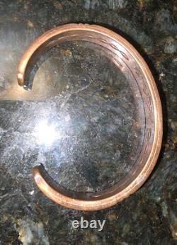 Vtg Johnathon Nez Navajo Amérindien Bracelet en cuivre et argent sterling