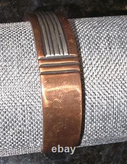 Vtg Johnathon Nez Navajo Amérindien Bracelet en cuivre et argent sterling