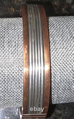 Vtg Johnathon Nez Navajo Amérindien Bracelet en cuivre et argent sterling
