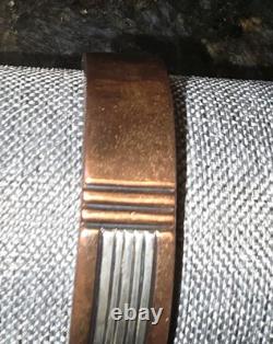 Vtg Johnathon Nez Navajo Amérindien Bracelet en cuivre et argent sterling