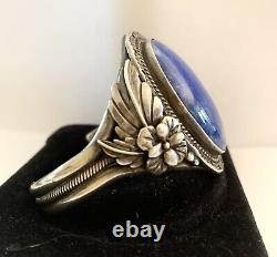 Vtg Roie Jaque Native American Navajo Sterling Silver Big Lapis Lazuli Bracelet