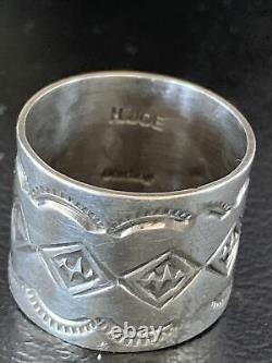 XL Mens Band Native American Navajo Stamped Sterling Silver Bague Cadeau Sz 10 1507